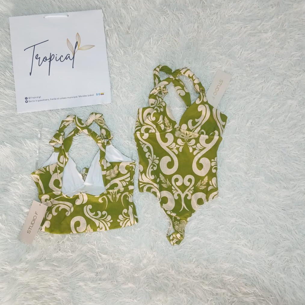 Body, sin mangas con estampado verde