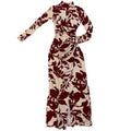 Vestido manga larga vino tinto con crema
