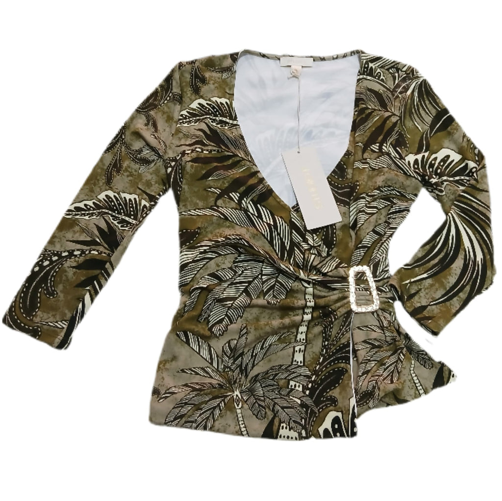 Blusa manga larga con estampado verde