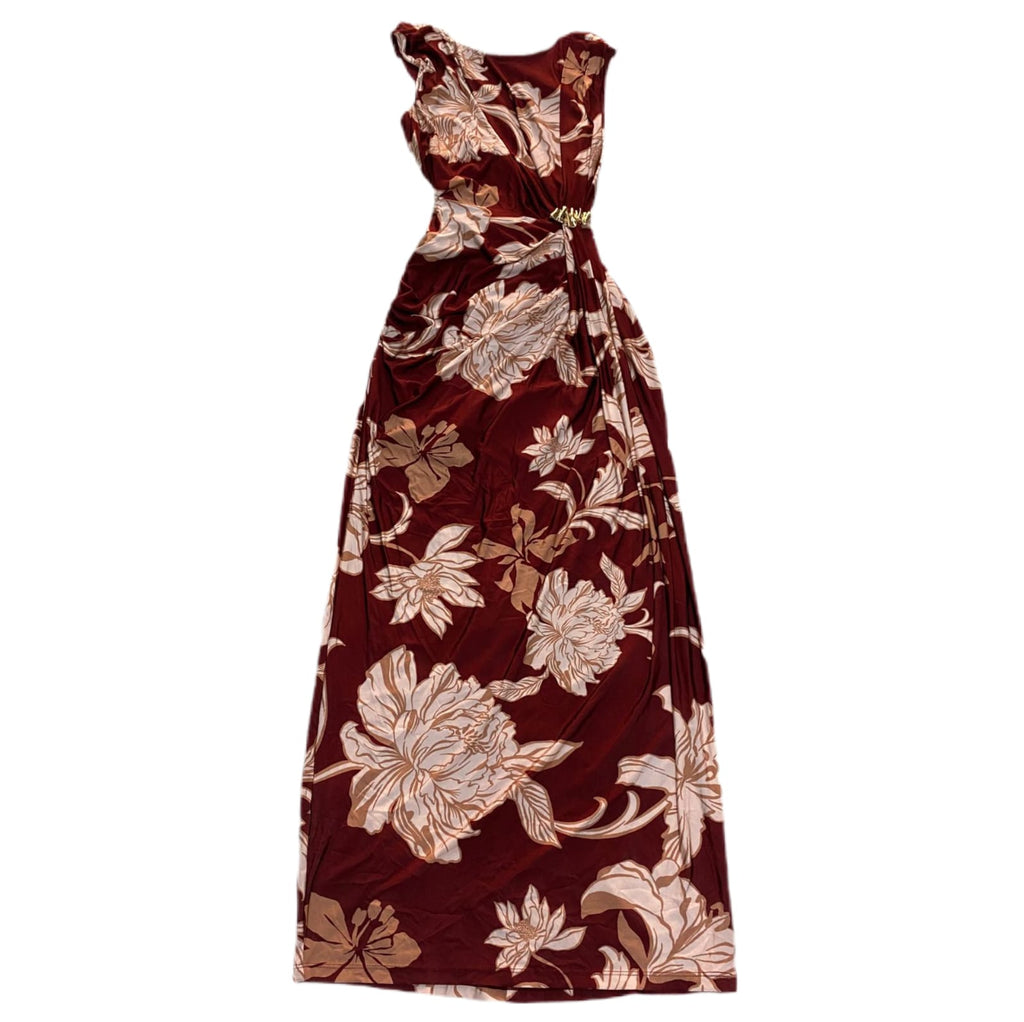 Vestido largo vino tinto estampado