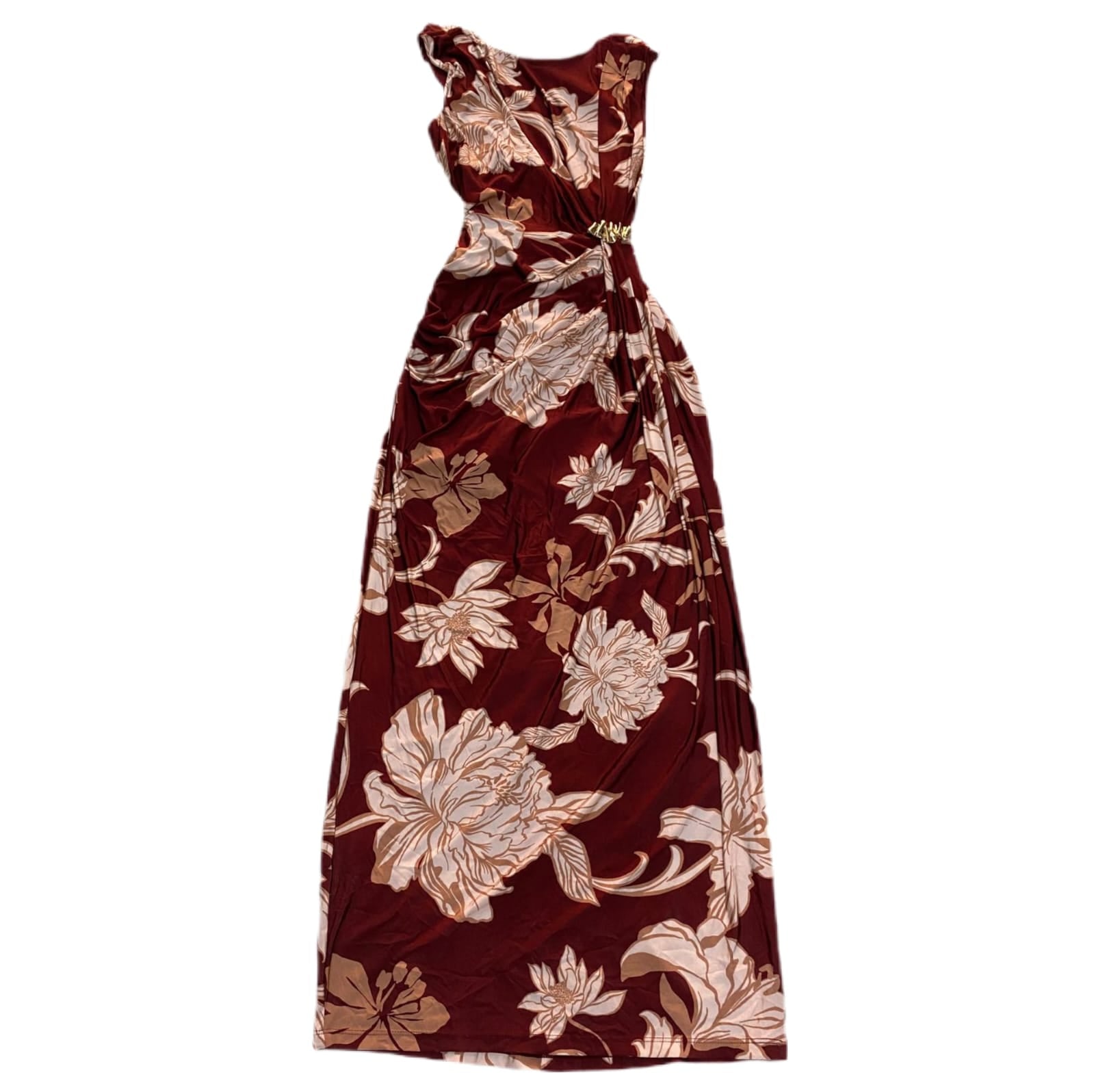 Vestido largo vino tinto estampado